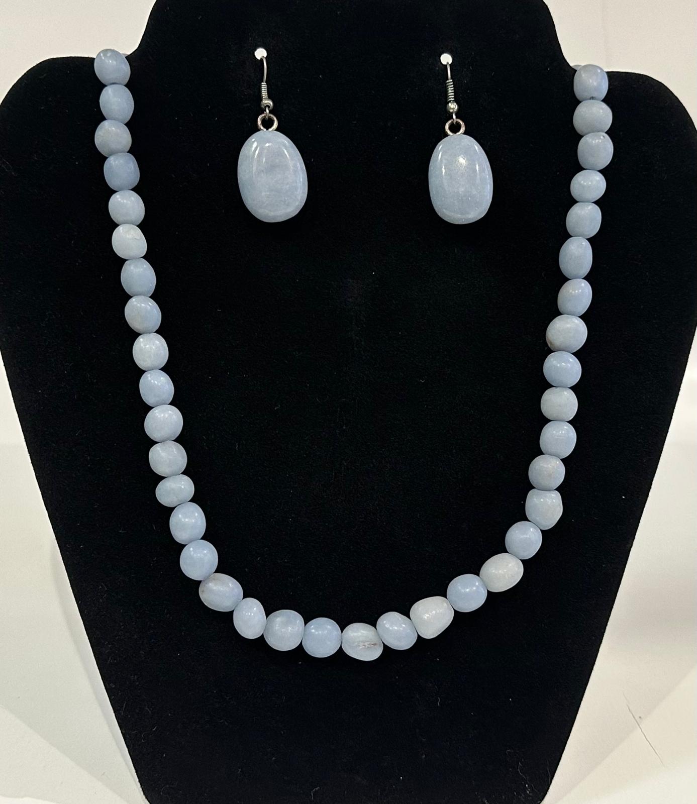 Set colier si cercei din calcedonia bleu