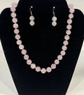 Set colier cu cercei din cuart roz